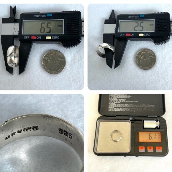 Sterling Silver 925 Mexico Horizontal Textured 6.5MM Rounded Band Ring Sz 7.5 - Picture 10 of 16